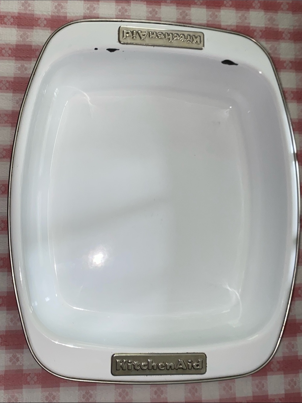 Vintage Kitchen Aid White Terra Cotta Porcelain Enameled Baking Roasting Pan